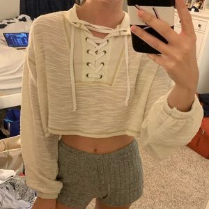NWT UO Lace-Up Cropped Sweatshirt